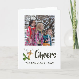 Cartes Pour Fêtes Annuelles Photo de famille Noël Renne Rétro Vintage