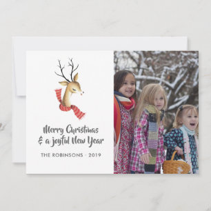 Cartes Pour Fêtes Annuelles Photo de famille Noël Renne Vintage Rétro