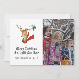 Cartes Pour Fêtes Annuelles Photo de famille Noël Renne Vintage Rétro