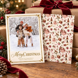 Cartes Pour Fêtes Annuelles Photo de famille Noël vintage Casseur de noix