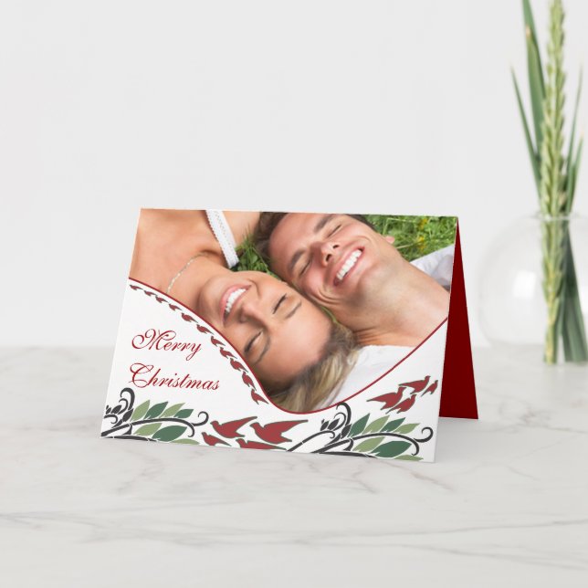 Cartes Pour Fêtes Annuelles Photo de famille Oiseaux élégants Art Nouveau Vaca (Devant)