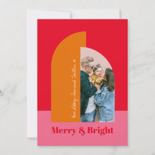 Cartes Pour Fêtes Annuelles Photo de famille rose colorée et joyeuse pour Noël
