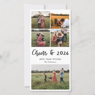 Cartes Pour Fêtes Annuelles Photo de famille   Salutations À 2026 Script Nouve