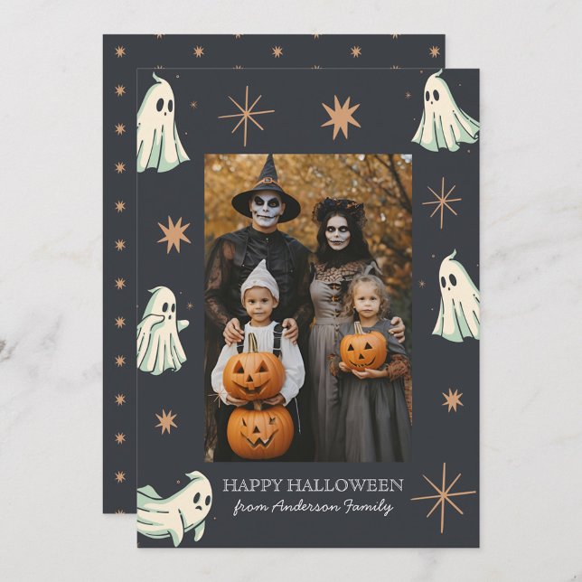 Cartes Pour Fêtes Annuelles Photo de famille Spooktacular Halloween fantôme  (Créateur téléchargé)
