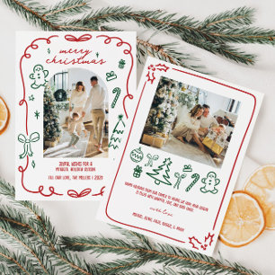 Cartes Pour Fêtes Annuelles Photo de famille tirée à la main