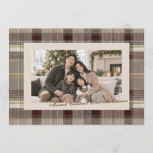Cartes Pour Fêtes Annuelles Photo de famille traditionnel à carreaux nostalgiq