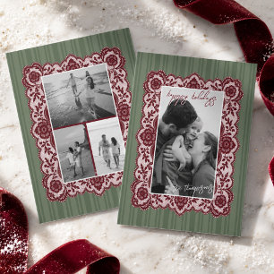 Cartes Pour Fêtes Annuelles Photo de famille traditionnel Noël avec bordure de