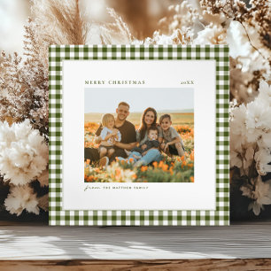 Cartes Pour Fêtes Annuelles Photo de famille verte intemporelle et simple En v