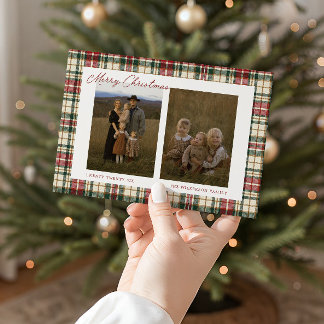 Cartes Pour Fêtes Annuelles Photo de famille vintage à carreaux pour Noël