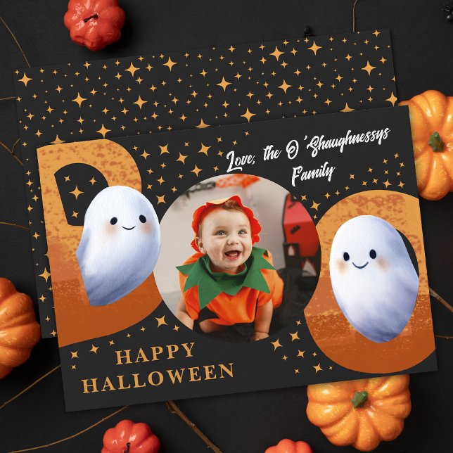 Cartes Pour Fêtes Annuelles Photo de fantôme Boo Halloween Spooky Mignon (Créateur téléchargé)