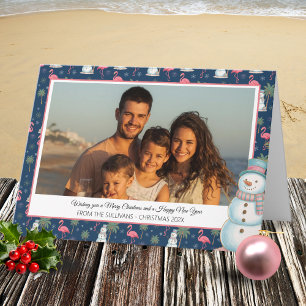 Cartes Pour Fêtes Annuelles Photo de flamant rose et de palmier pour un Noël t