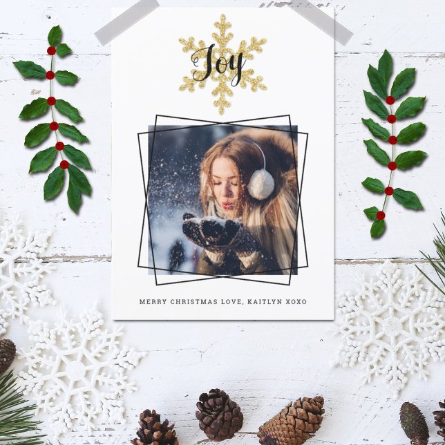 Cartes Pour Fêtes Annuelles Photo de flocon de neige chic et festif (Créateur téléchargé)