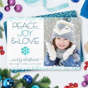 Cartes Pour Fêtes Annuelles Photo de flocon de neige de Noël moderne Peace Joy