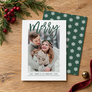 Cartes Pour Fêtes Annuelles Photo de flocon de neige vert chasseur de script j