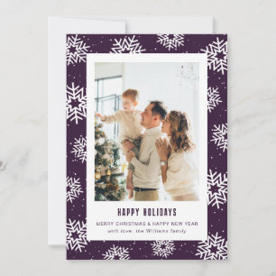 Cartes Pour Fêtes Annuelles Photo de flocon de neige violet moderne