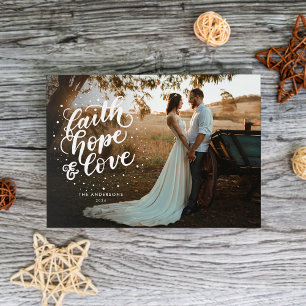 Cartes Pour Fêtes Annuelles Photo de Foi, Espérance et Amour écrit à la main 