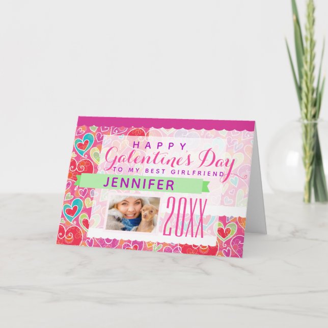 Cartes Pour Fêtes Annuelles Photo de Galentine's Day Cute Pink Hearts (Devant)