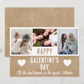 Cartes Pour Fêtes Annuelles Photo de Galentine's Day Rustique Coeur Amies 3