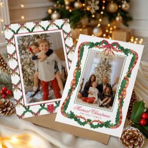 Cartes Pour Fêtes Annuelles Photo de grelots de Noël aquarelle rouge et vert