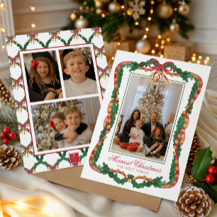 Cartes Pour Fêtes Annuelles Photo de grelots de Noël aquarelle rouge et vert