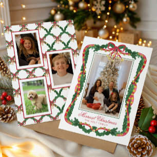 Cartes Pour Fêtes Annuelles Photo de grelots de Noël aquarelle rouge et vert