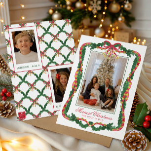 Cartes Pour Fêtes Annuelles Photo de grelots de Noël aquarelle rouge et vert