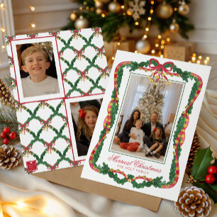 Cartes Pour Fêtes Annuelles Photo de grelots de Noël aquarelle rouge et vert