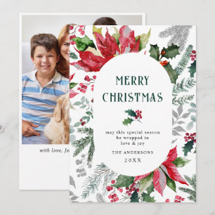 Cartes Pour Fêtes Annuelles Photo de gui de Noël avec poinsettia festif