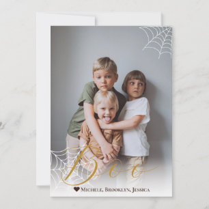Cartes Pour Fêtes Annuelles Photo de Halloween avec lettre manuscrite « Boo »