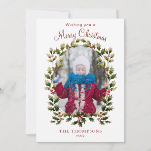 Cartes Pour Fêtes Annuelles Photo de houx de style vintage festif