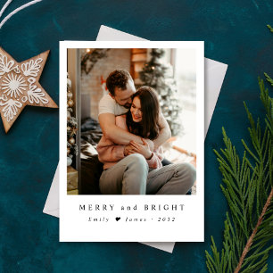 Cartes Pour Fêtes Annuelles Photo de jeunes mariés minimaliste joyeux et lumin