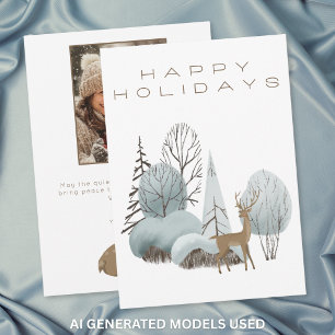 Cartes Pour Fêtes Annuelles Photo de Joyeuses Fêtes de cerf de la forêt hivern