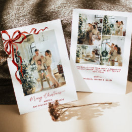 Cartes Pour Fêtes Annuelles Photo de Joyeux Noël avec un élégant nœud rouge