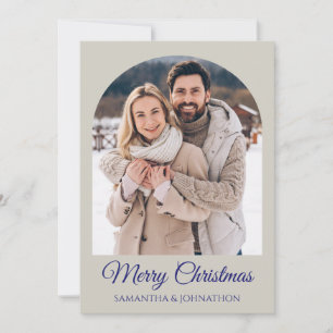 Cartes Pour Fêtes Annuelles Photo de Joyeux Noël Bleu Argent Élégant