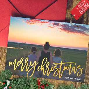 Cartes Pour Fêtes Annuelles Photo de Joyeux Noël en Faux Or