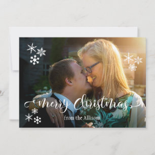 Cartes Pour Fêtes Annuelles Photo de Joyeux Noël et flocons de neige à couleur