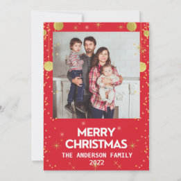 Cartes Pour Fêtes Annuelles Photo de Joyeux Noël Or Rouge Férié