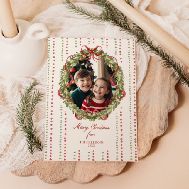 Cartes Pour Fêtes Annuelles Photo de la couronne rouge (Créateur téléchargé)