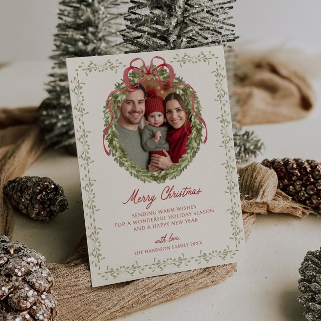 Cartes Pour Fêtes Annuelles Photo de la couronne rouge (Créateur téléchargé)