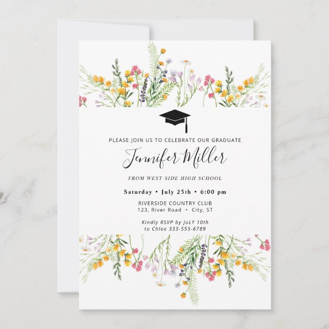 Cartes Pour Fêtes Annuelles Photo de la fête des diplômés fleurs sauvages (Devant)