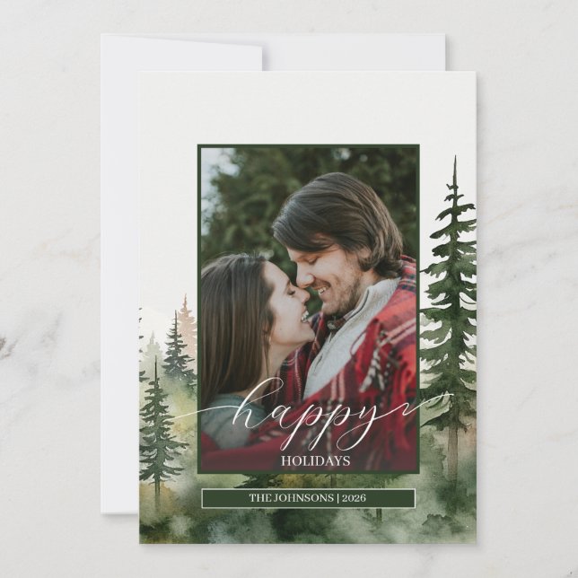 Cartes Pour Fêtes Annuelles Photo de la forêt de pins (Devant)