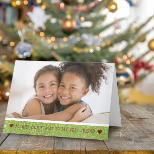 Cartes Pour Fêtes Annuelles Photo de la meilleure amie avec étincelle verte fé