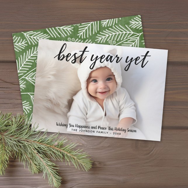 Cartes Pour Fêtes Annuelles Photo de la meilleure année encore - Calligraphie  (Modern Christmas Card with 1 Photo - Download Option Available)
