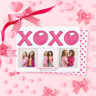 Cartes Pour Fêtes Annuelles Photo de la Saint-Galentin rose magenta XOXO cœur