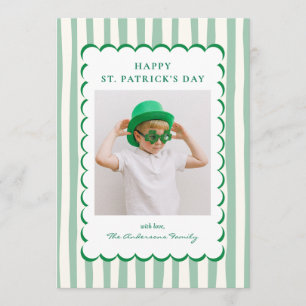 Cartes Pour Fêtes Annuelles Photo de la Saint-Patrick à rayures vertes minimal