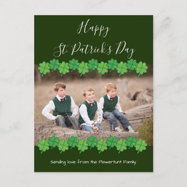 Cartes Pour Fêtes Annuelles Photo de la Saint-Patrick vert Shamrock (Devant)