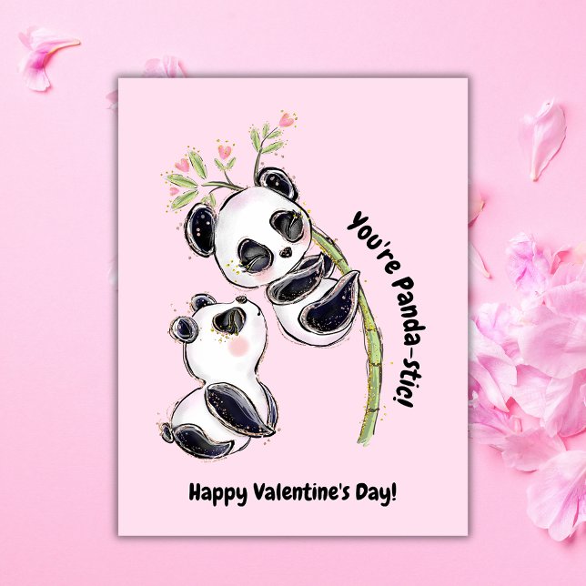 Cartes Pour Fêtes Annuelles Photo de la Saint-Valentin avec panda (Créateur téléchargé)