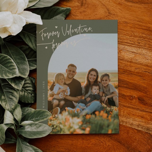 Cartes Pour Fêtes Annuelles Photo de la Saint-Valentin Forever Us Script Vert  (Créateur téléchargé)