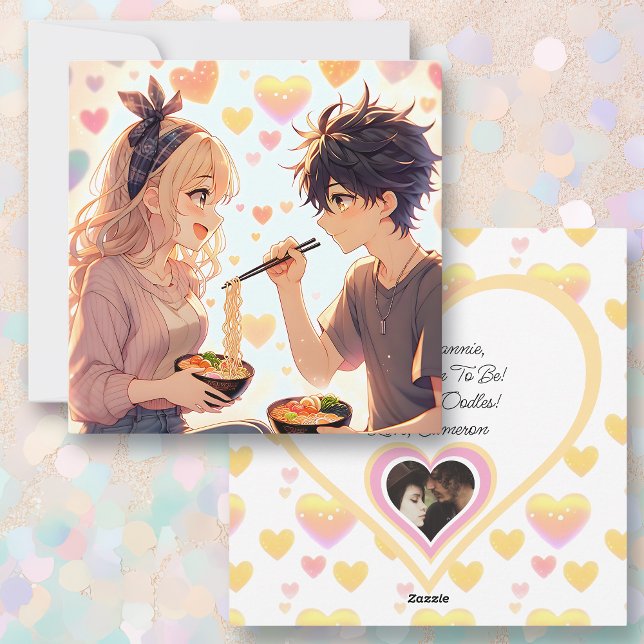 Cartes Pour Fêtes Annuelles Photo de la Saint-Valentin Pun Ramen Nouilles Anim (Créateur téléchargé)
