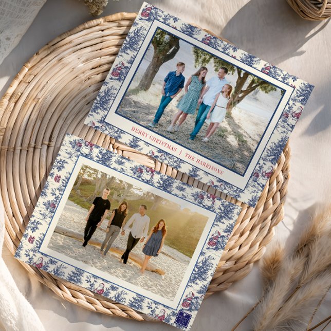 Cartes Pour Fêtes Annuelles Photo de la Toile de Noël bleu Père Noël (Créateur téléchargé)